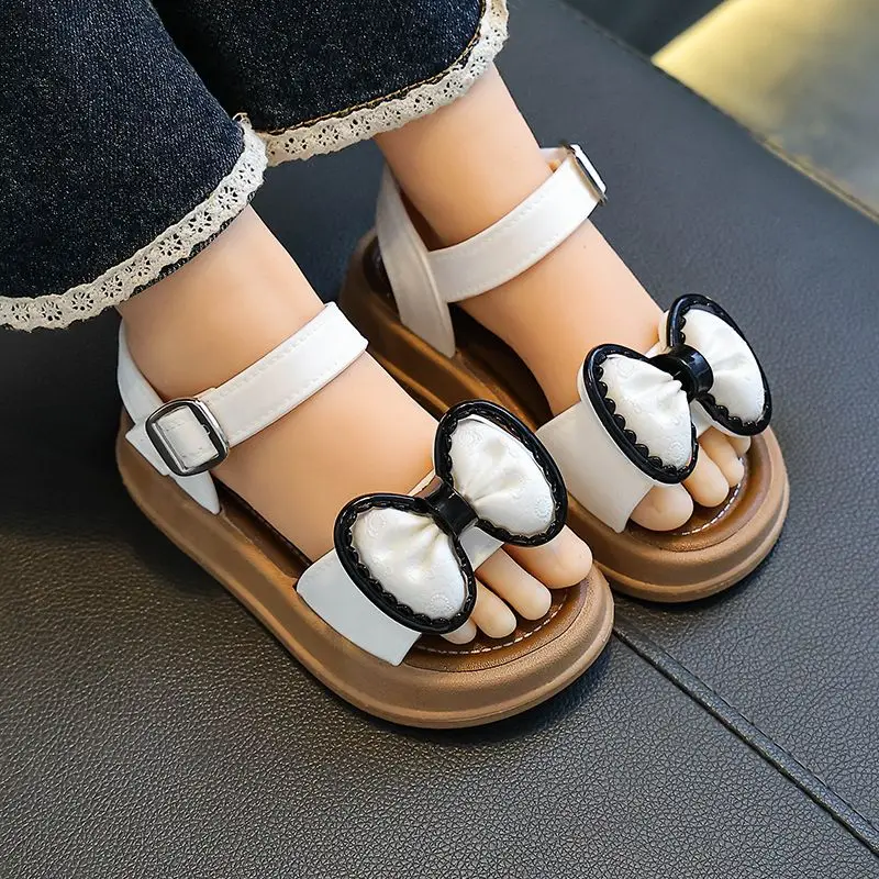 New Fashionable Girls Sandals Summer Bow Princess Sandals 3-14 Years Old Students Children Outside Wearing Versatile Sandals