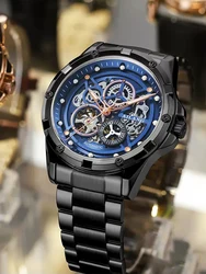 AILANG 2023 New Men Luxury Tourbillon Hollow Mechanical Wristwatches Automatic Waterproof Watches Stainless Steel Luminous Watch