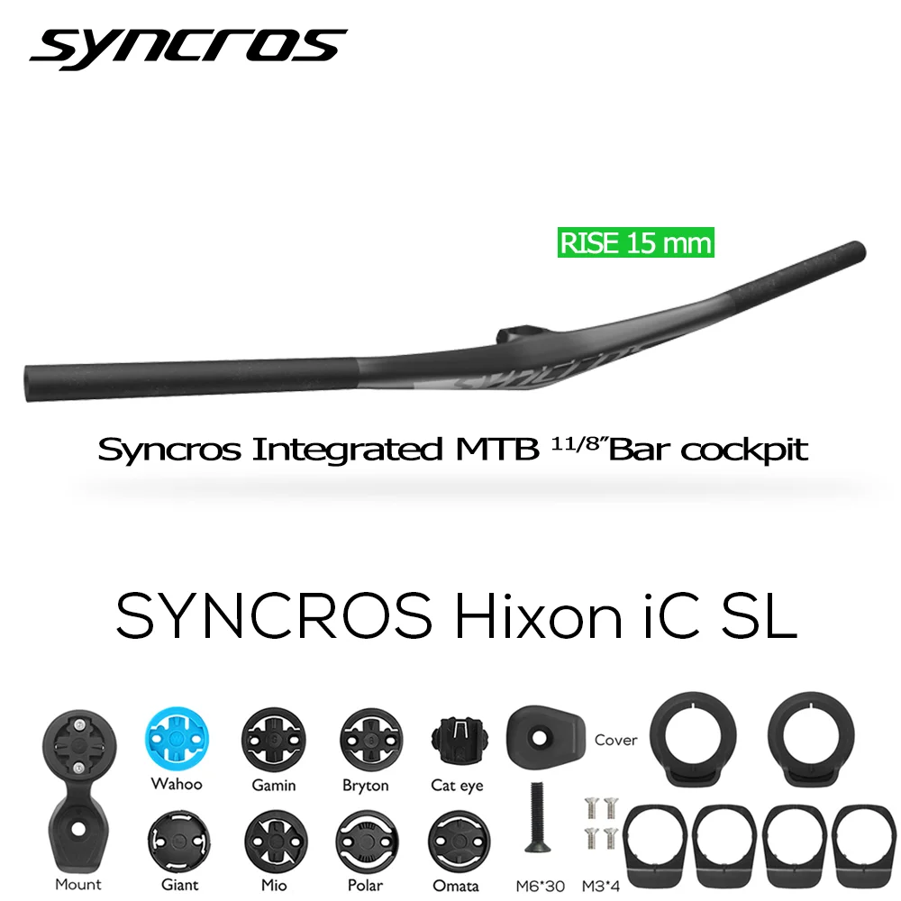 

SYNCROS MTB Rise 15mm HIXON IC RISE Handlebar 40mm/50mm/60mm Carbon T1000 28.6mm Integrated Cockpit MTB Handlebar With Mount
