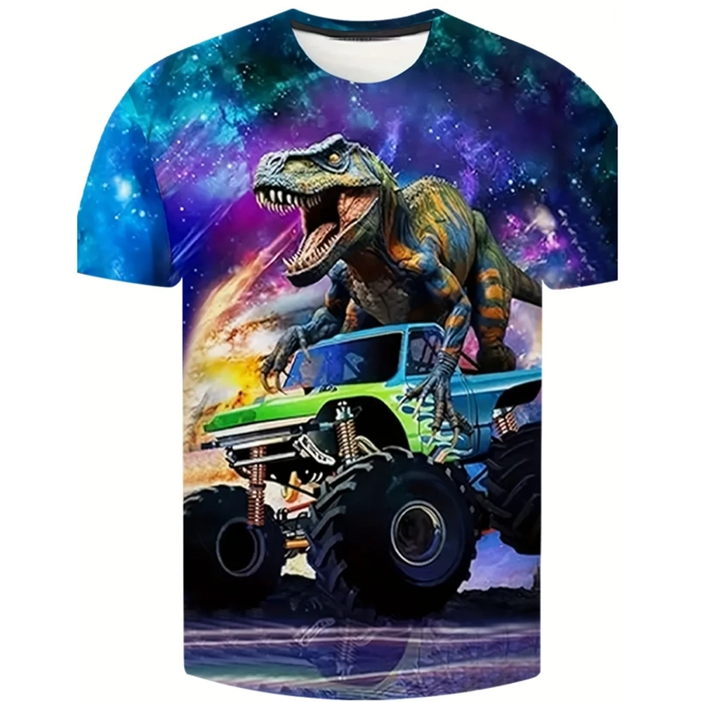 T-shirt 4 pezzi per ragazzi stampa dinosauro abbigliamento Casual per ragazzi bambini Top comodo abbigliamento per bambini manica corta vestiti estivi per bambini