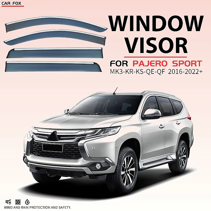 

For Mitsubishi Pajero Sport 1996-2022 Car Window Visor Rain Sun Shade Side Shield Awning Auto Accessories
