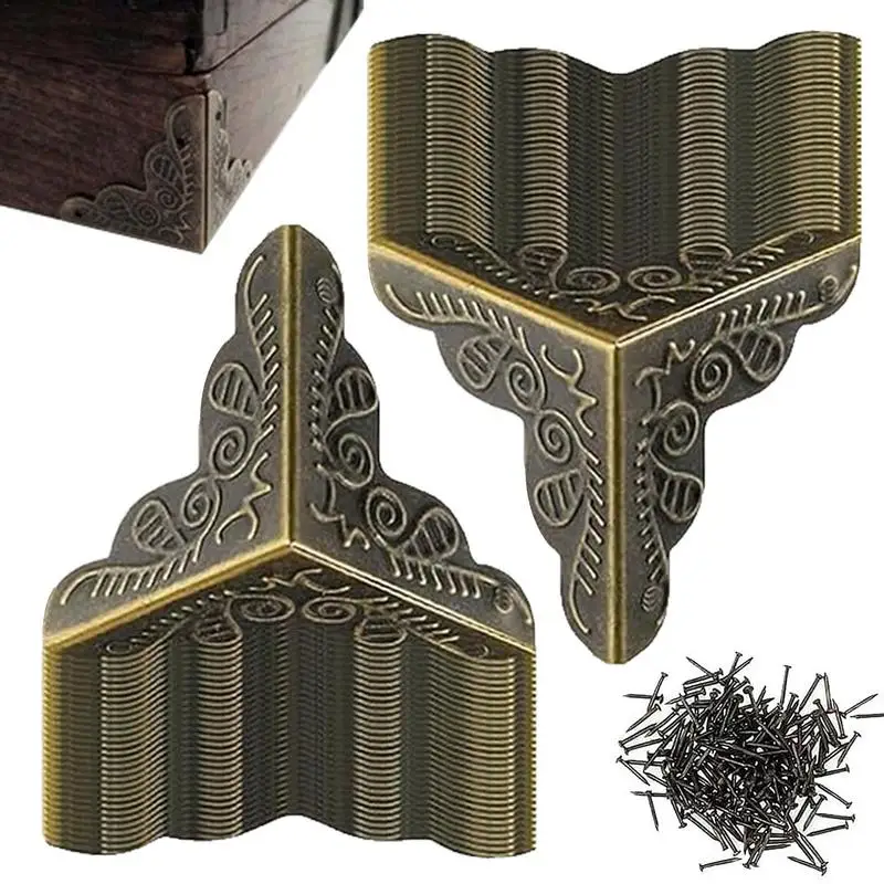 100PCS Retro Box Corner Protectors Decorative Box Corner Guard Elegant Corner Protectors for Home Vintage Stair Dust Corners