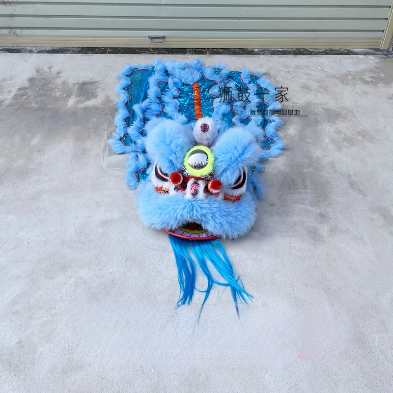 Twin Adult Lion Dance Suit 10inch Foam Lion Head Frame Multicolored Artificial Wool