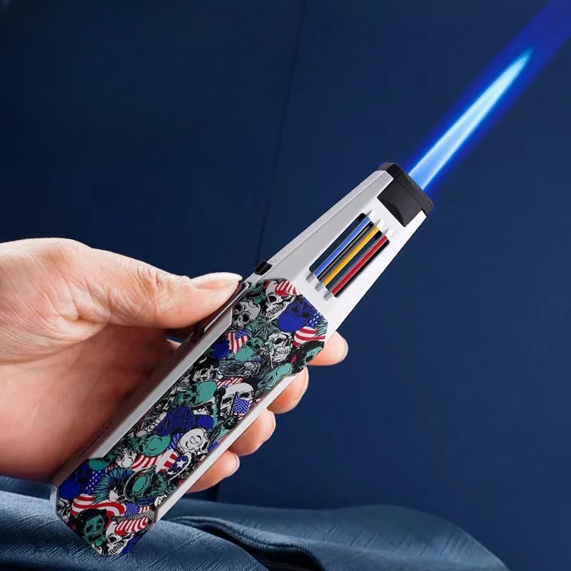 JOBON-Red Flame Straight Lighter, Straight Into Blue, Outdoor Barbecue, Windproof Cigar Special Spray Gun Lighter