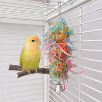 Parrot Chewing Toys Ball Strings Paper Wire Drawing Hanging Parakeet Cockatiel Cage Bell Chewing Colorful Strips Toys for Birds