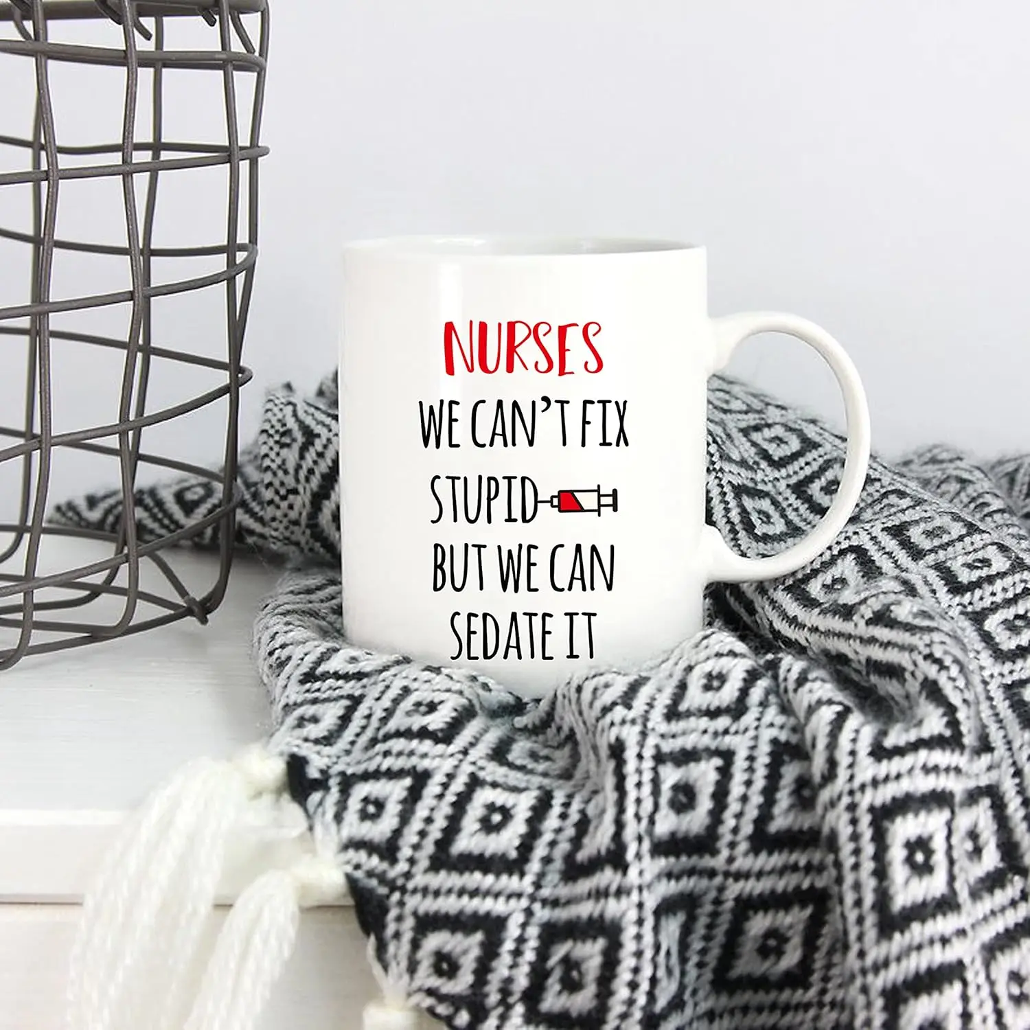 Christmas Gifts Funny Nurse Coffee Mug, Nurses We Can't Fix S But Can Sedate It Cups 11 Oz, Unique Nurses' Day Gifts for Nurse