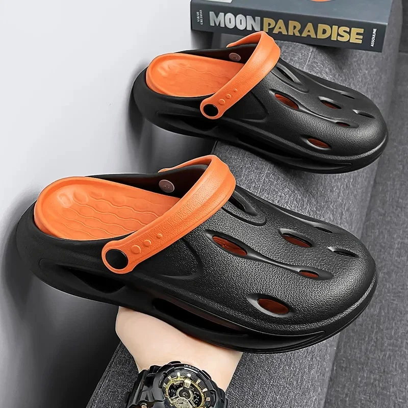 

Men's Sandals Color-blocked Soft Lightweight EVA Perforated Breathable Flat and Wearable Summer Anti-slip Casual Shoes