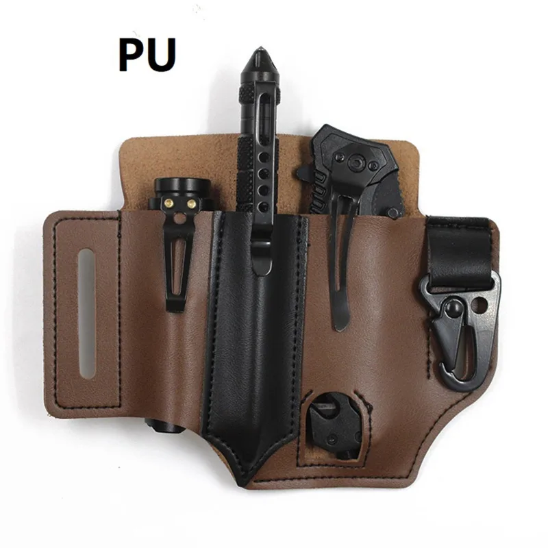 1PC Outdoor EDC Tool Storage Holster Cover Knife Tactical Pen torcia cintura universale custodia in pelle PU