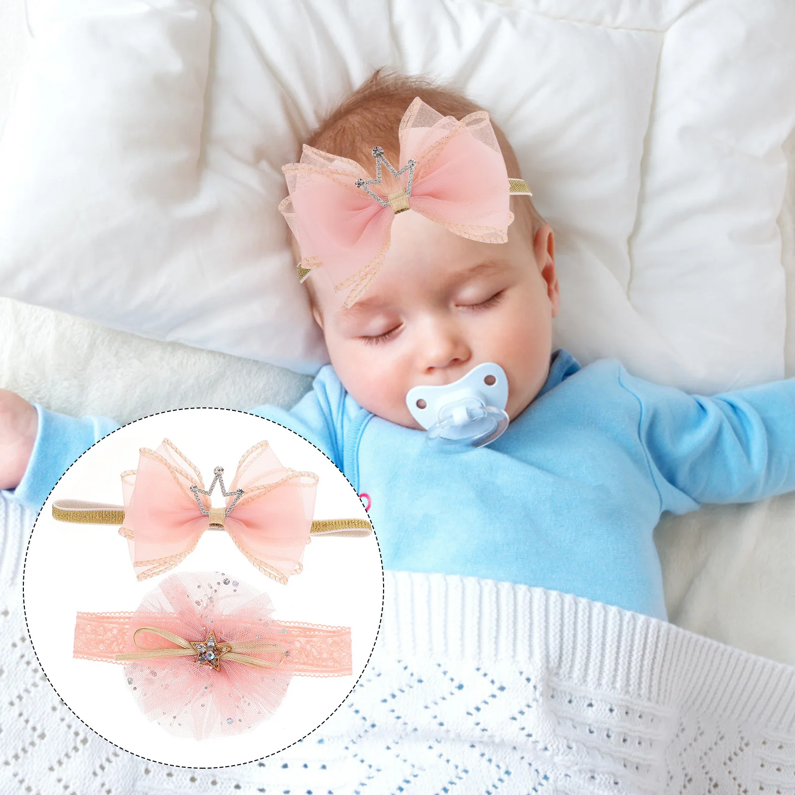 2 uds diadema de corona para bebé, diadema para recién nacido para fiesta de fotos, accesorio para el cabello para niña, diadema para recién nacido, diadema de corona infantil