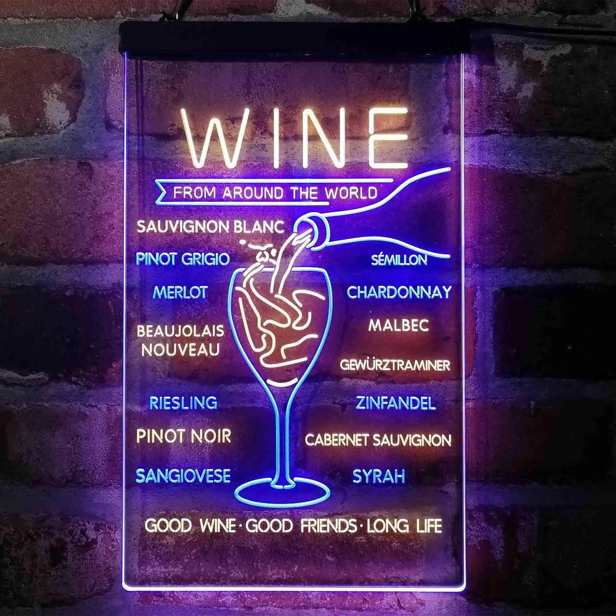 Wine List Red White Club Kitchen Decoration Dual-color LED Neon Sign st6-i4106