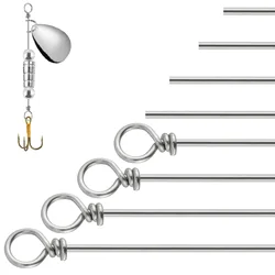 100pcs Fishing Spinner Shaft Stainless Steel Looped Wire for Spinnerbait Inline Spinner Walleye Rig Tail Spinner Bass Trout