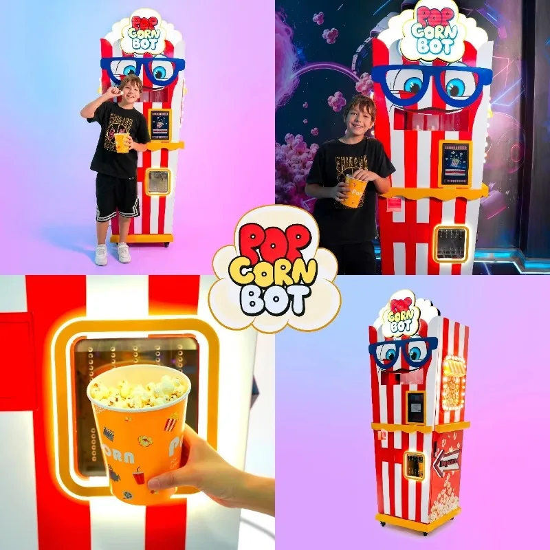 Professional Popcorn Vending Machine Touchscreen Stainless Steel Construction SDK Enabled Cloud-Based Management Customized