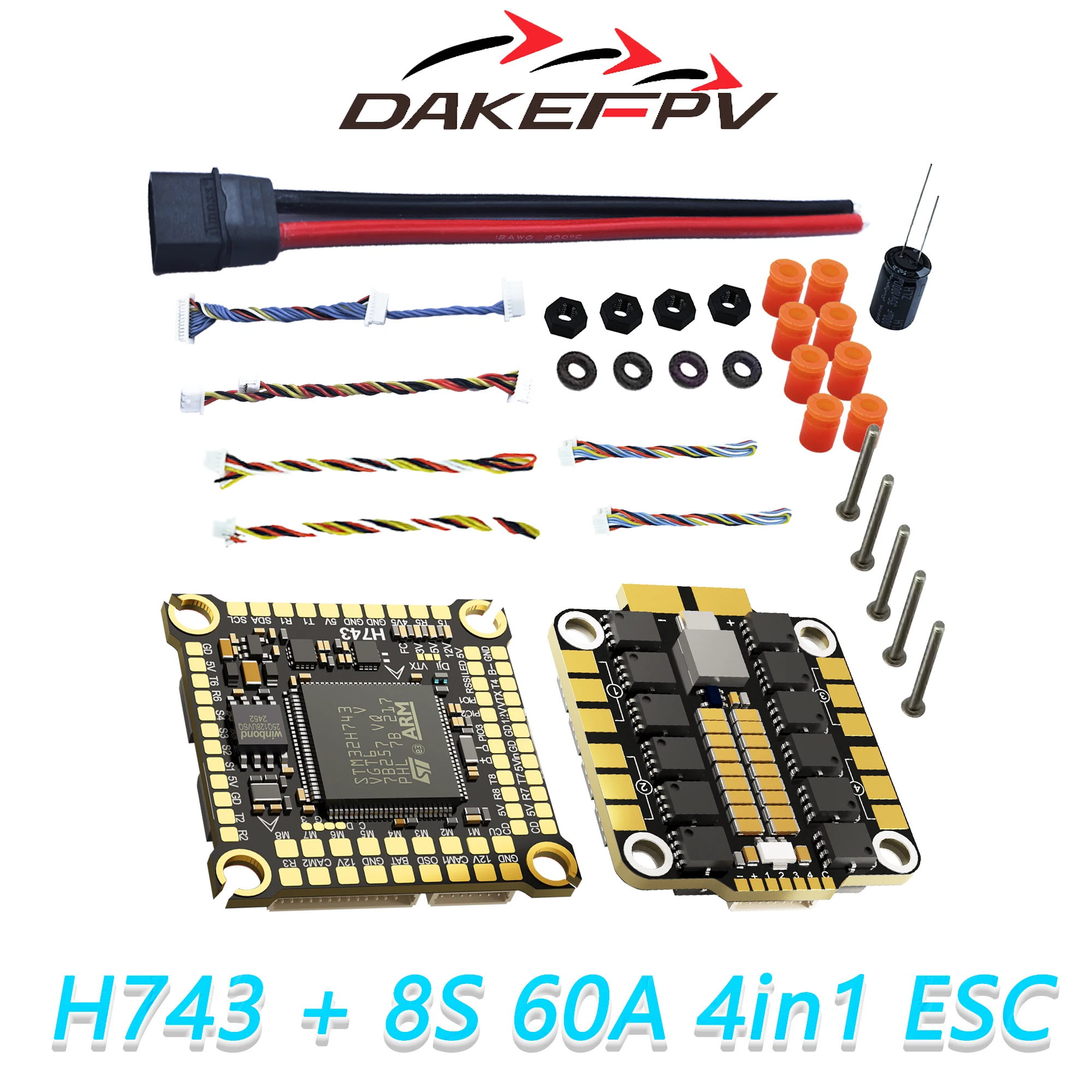 DAKEFPV H743 FC 6S 55A STACK 4IN1 Blheli_S Bluejay 8bit ESC H743 Unterstützt Betaflight Ardupilot für FPV 5-Zoll RC-Drohne DIY