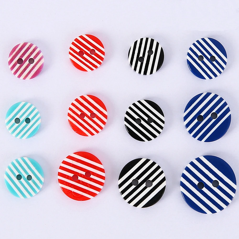 100PCS 11.5mm Resin Button Coat Sweater Button Color Circular Sweater Button Shirt Stripe Two Hole Button