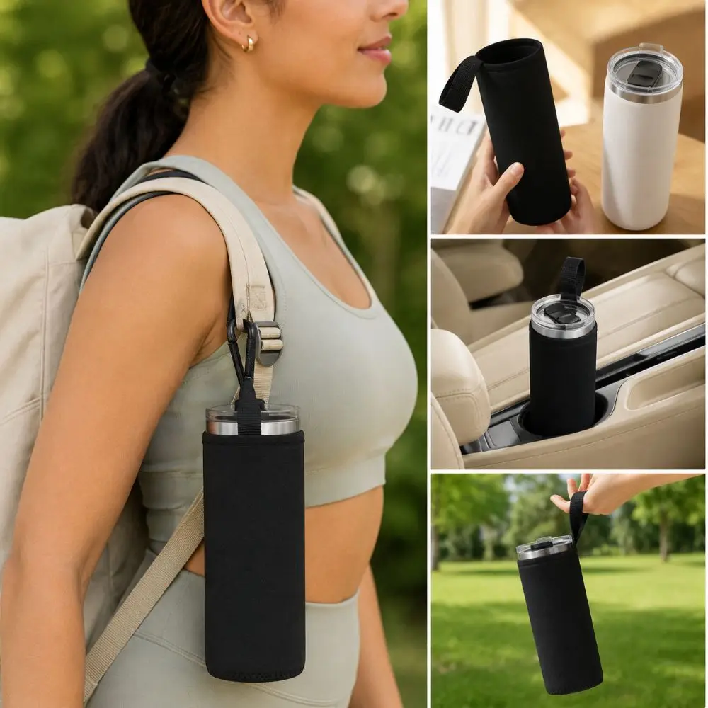 Lightweight 750/1000/1500ML Insulated Bottle Carrier Black Portable Cup Sleeve Cup Covers Bag