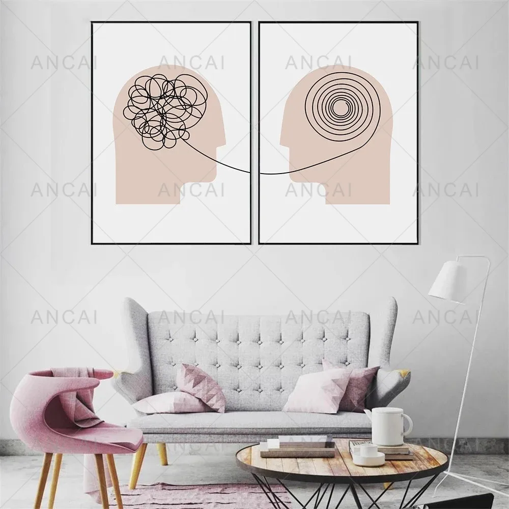 Psychology Therapy Poster Canvas Painting Consultant Office Wall Art Print Cloth Office Room Decoration Gifts Minimalist Picture