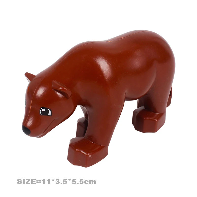 Big Building Blocks Animal Accessory Parts Assemble Bricks Zoo Lion Bear Tiger Elephant Panda Educational Toys for Children Gift