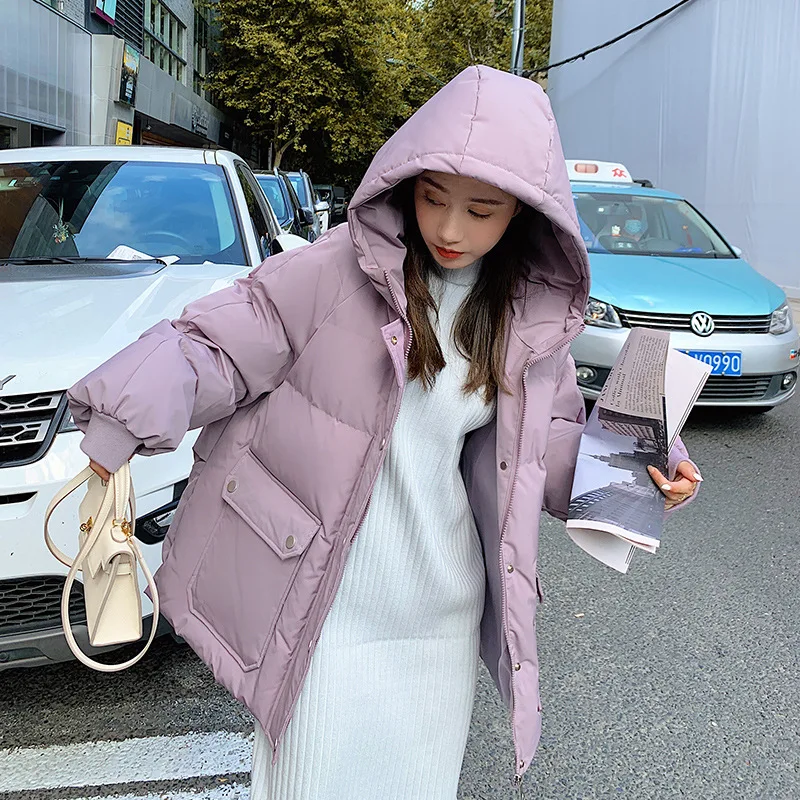 Abrigo de algodón con cremallera para mujer, chaqueta de moda de manga larga con capucha de Color liso púrpura/amarillo, novedad de 2023