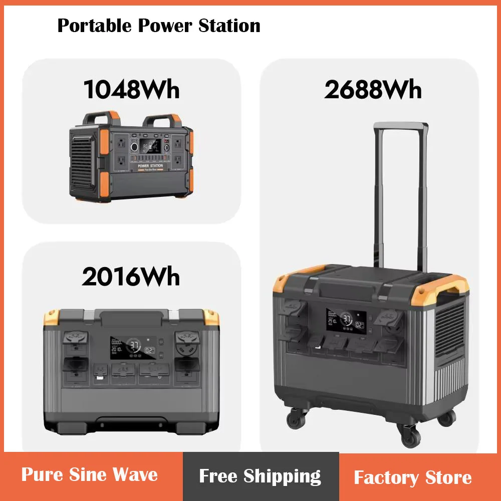 зарядная станция 220 v Power Station Outdoor Camping Lifepo4 Battery 1000W 2400W 3000W Wireless AC Type-c USB Solar Generator