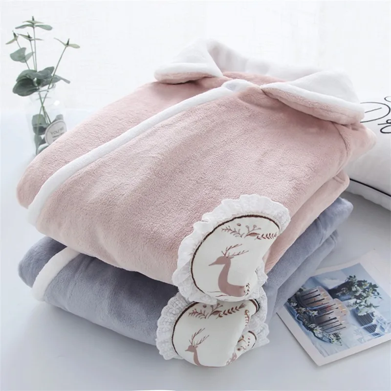 Winter Flannel Maternity Pajamas Breastfeeding Pregnant Women Nursing Nightwear Set Top Pants Pregnancy Sleepwear Nightgown