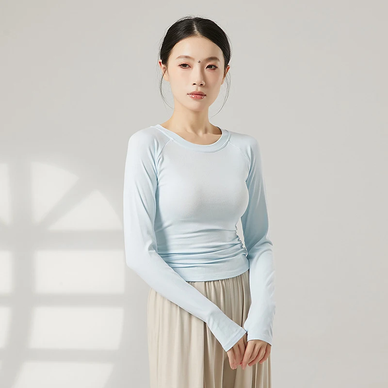 Top da donna eleganti da danza classica Camicetta da danza classica Danza moderna Manica lunga Adulti Adolescenti Camicie da pratica sportiva per yoga