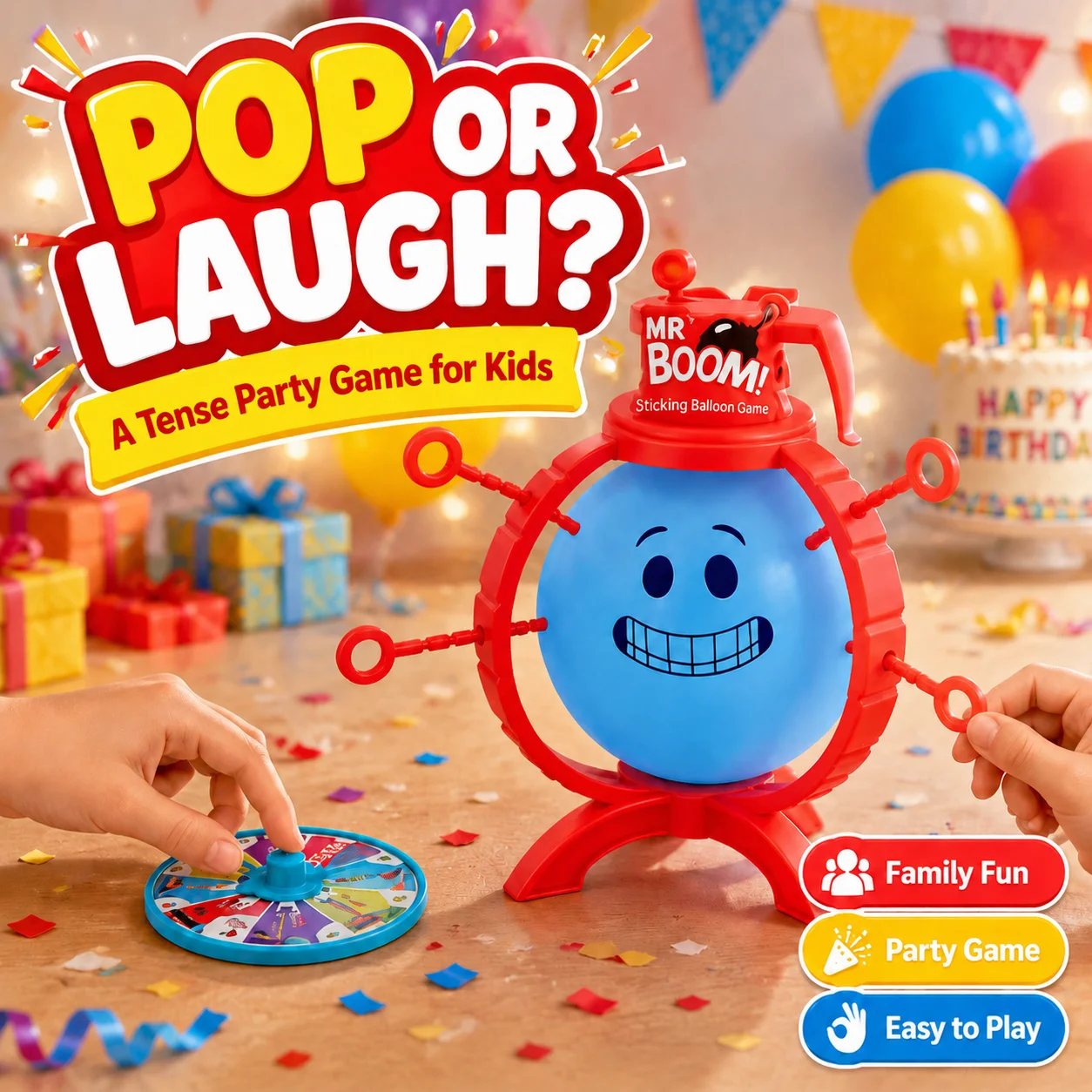 Boom Balloon Tabletop Party Game Interactive Family Board Game Kids Bursting Balloon Prank Toy Party Gathering Gift