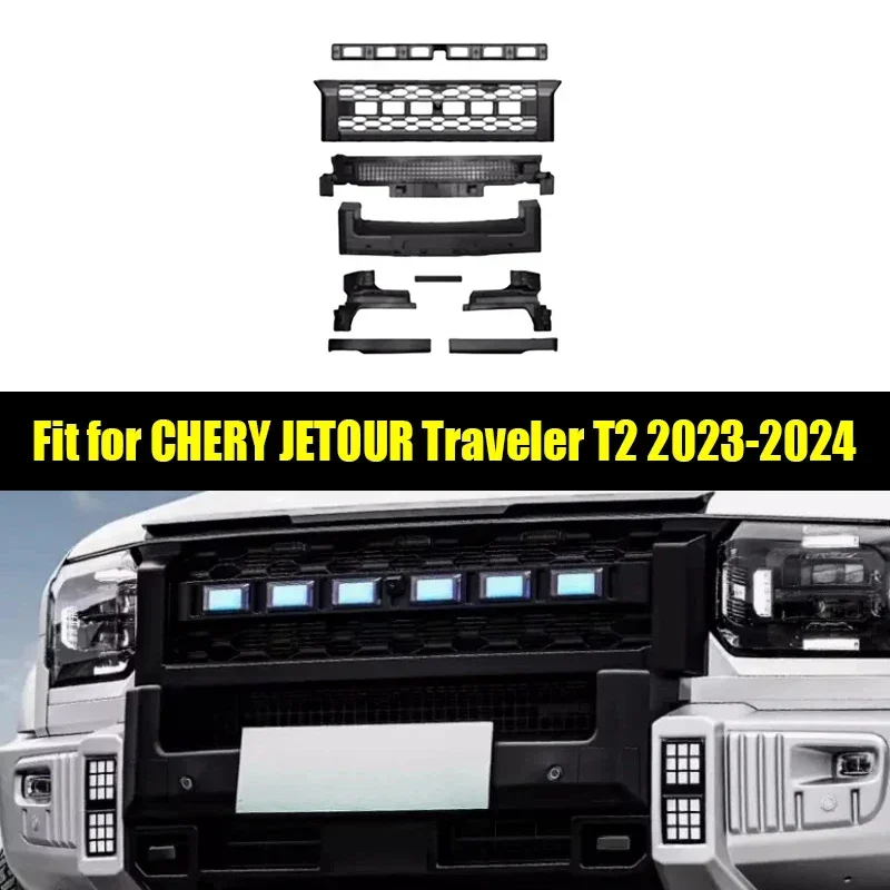 

New! Car Front Face Grille Suitable for CHERY Jetour Traveller T2 2023 2024 ABS Grille Kit Modified Auto Exterior Trim Parts