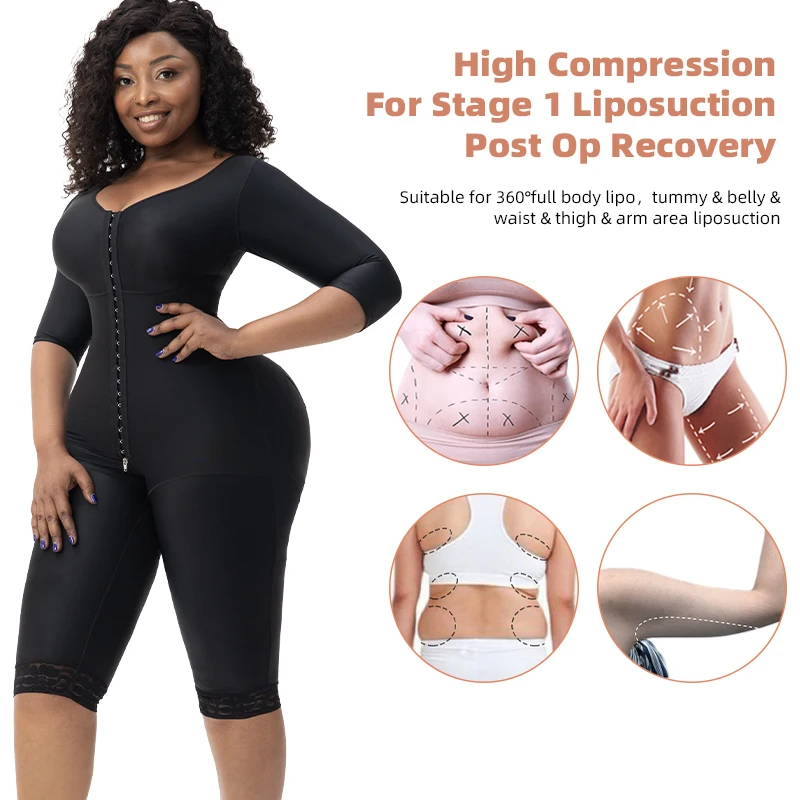 360° Full Body Lipo Post-op Recovery Shapewear Bodysuit Thigh And Arm Trainer Butt Lifter Tummy Control Body Shaper With Bra