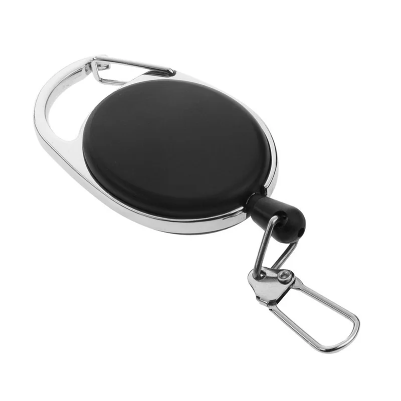 A29F-4X Moschettone retrattile resistente Badge Trilli Filo da 60 cm con clip per portachiavi Nero