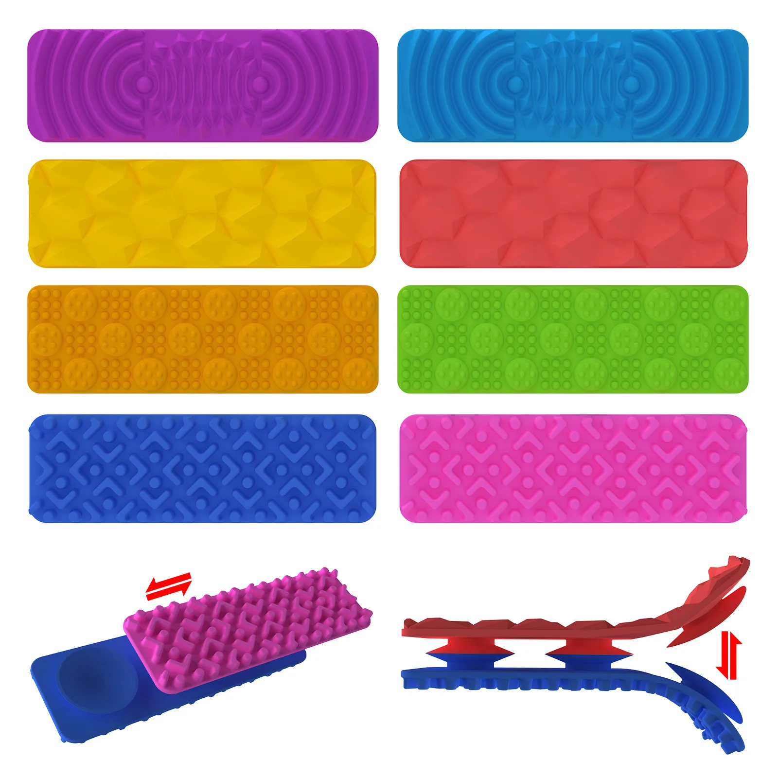 silicone stress-relieving sensory strip texture suction cup strip,children relieve stress, develop the brain, squishy small toys