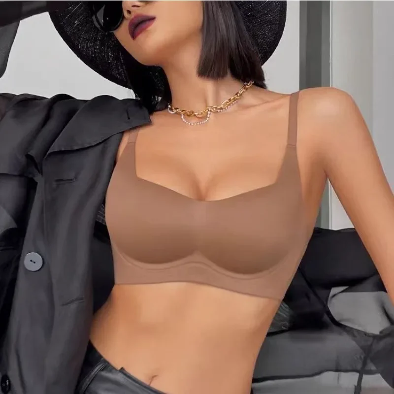 2024 Women No Trace Thin Lingerie Women Small Breasts Close Together To Prevent Sagging Soft Support No Steel Ring Up Bra Bras