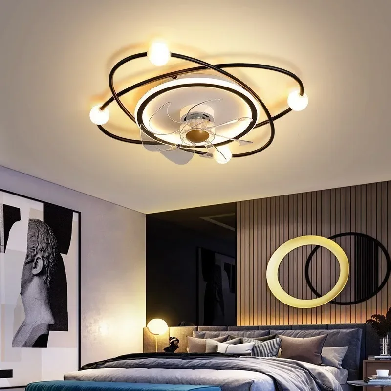 

Nordic Ceiling Fan Light Large Wind Ceiling Bedroom Dining Room Fan Shaking Frequency Conversion Integrated Light