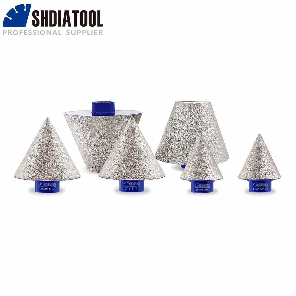 

SHDIATOOL 1pc Dia20/35/50/75mm Diamond Chamfer Bits M14 or 5/8 Thread Enlarge Shaping Grinding Hole Saw Tile Marble Ceramic Mill