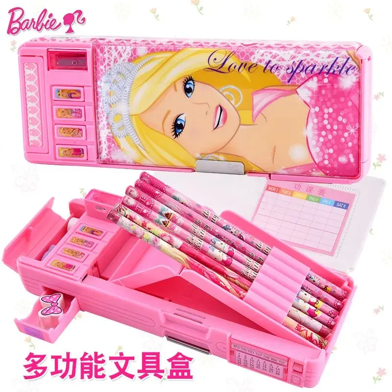 Barbie Briefpapier halter multifunktion ale Mädchen Kompression stift Fall Mechanismus Doppels chicht Junge Transformatoren Bleistift Box Schul bedarf