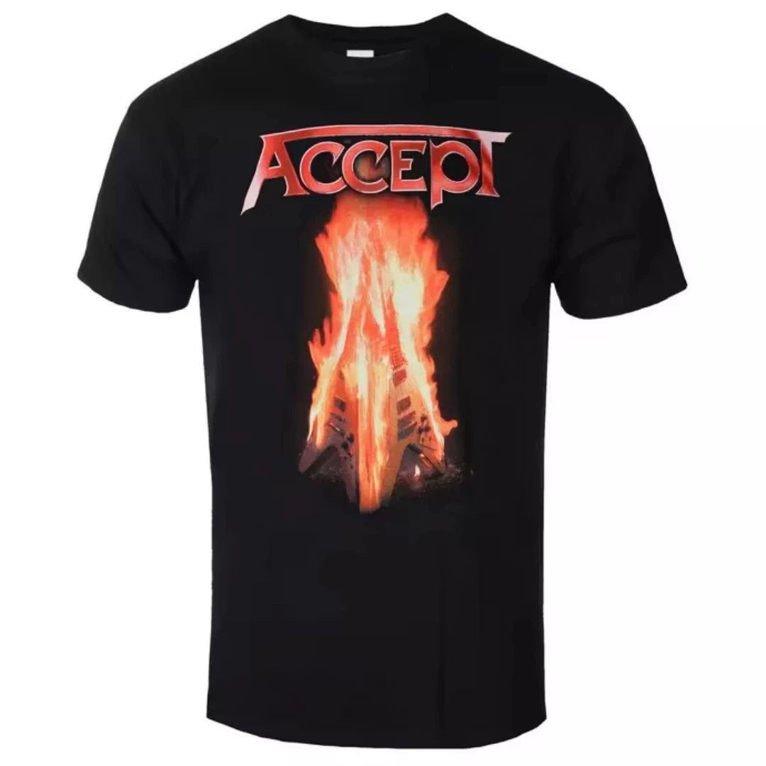 2026 Accept - Logo Patterned Printed T-shirt Heavy Metal Style Band T-shirt for Daily and Concert Wear -