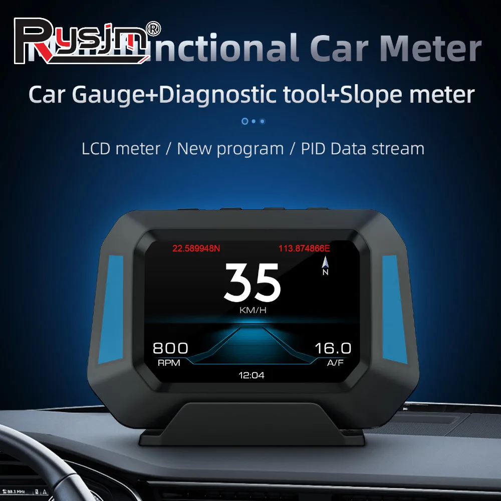 P21 HUD Head Up Display GPS+OBD 4x4 Inclinometer Slope Meter Car On Board Computer Clock Digital Speedometer Diagnostic Tools