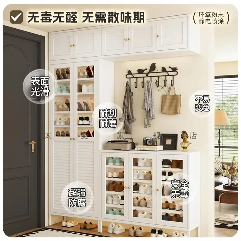 0 Shoe cabinets, steel storage cabinets at the entrance of the household, integrated against the wall and outside  door, porc