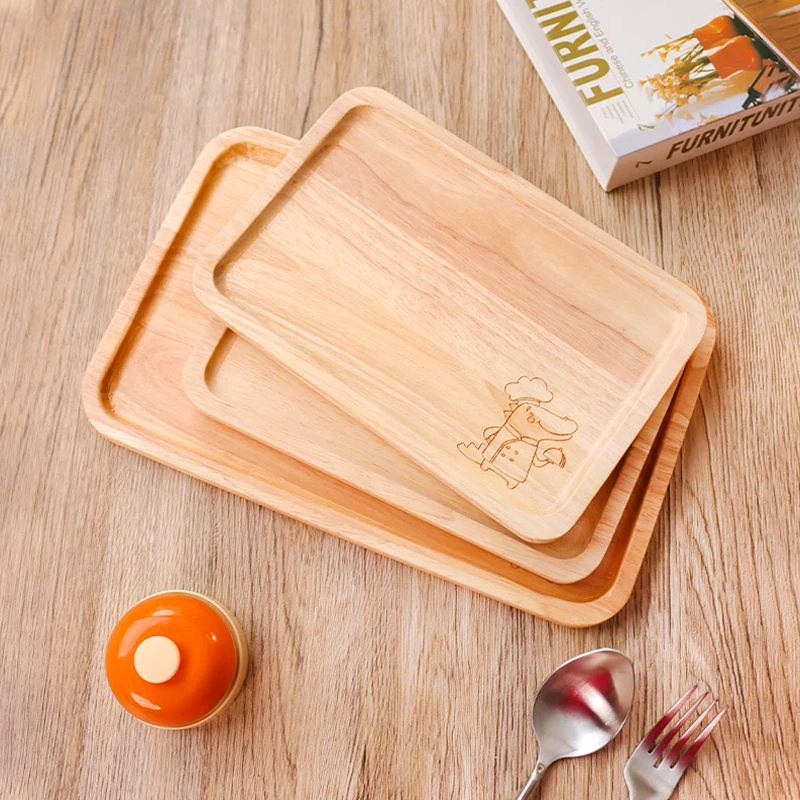 

Wooden Rectangular Breakfast Tray Afternoon Tea Snack Tray Storage Tray Coffee Shop Bread Tray Handmade Crafted Tea Tray