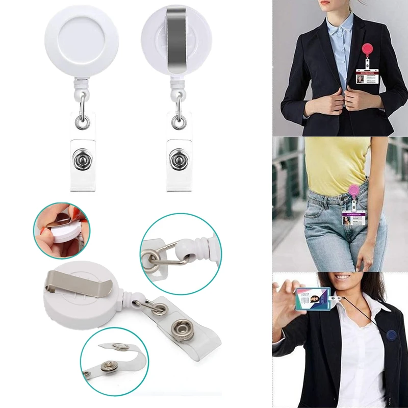 

5 шт., однотонные катушки для бейджей, брелки, зажимы для удостоверения личности, держатель для бейджа, выдвижная офисная карта для пропуска, разрешение на работу