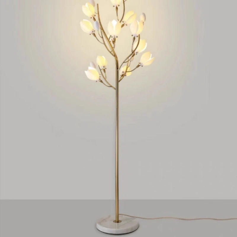 12-رئيس ماغنوليا كبير G4 LED مصباح أرضي لمطعم غرفة نوم بهو صالون الزفاف ديكور الكروم زجاج زهرة الطابق ضوء المنزل #1