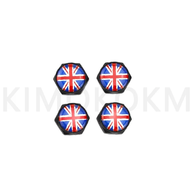 4Pcs/Set UK Flag Car License Plate Frame Fixed Bolt Metal Screw For Generic MINI COOPER S JCW F56 F60 R55 R56 R60 Accessories