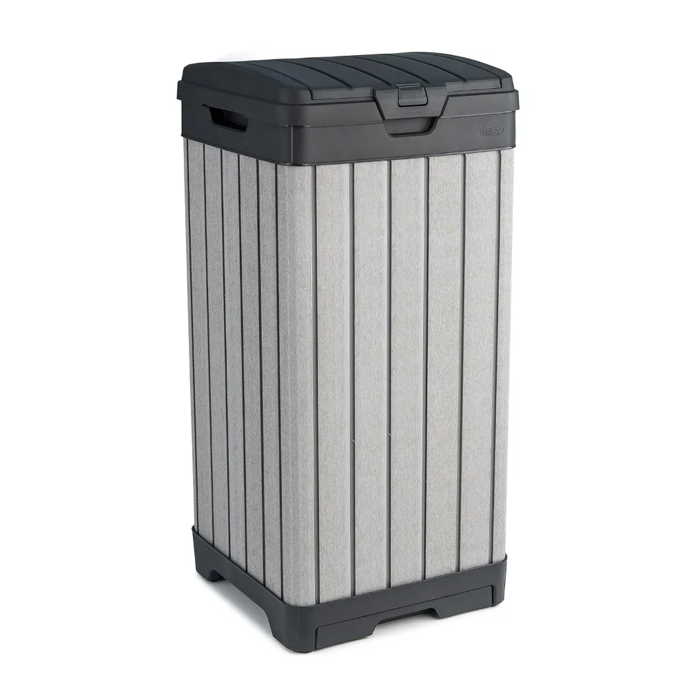 Trash Can with Lid and Drip Tray for Easy Cleaning-Perfect for Patios, Kitchens, and Outdoor Ente