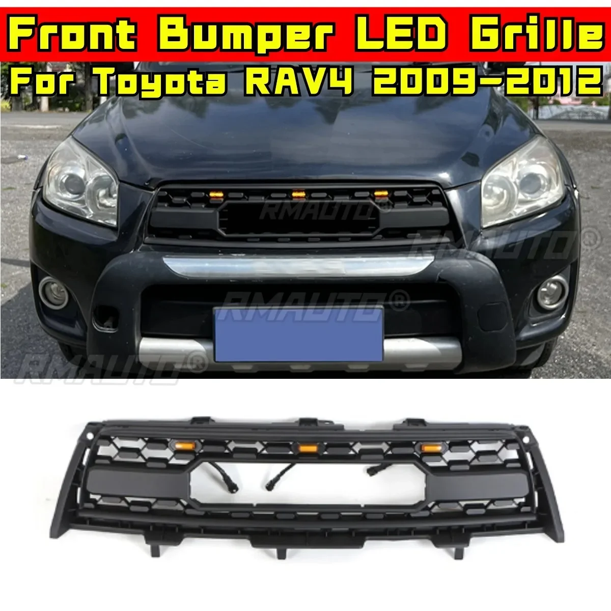 Front Racing Facelift Upper Radiator Grilles For Toyota RAV4 2009-2012 Body Kit Car Front Bumper Racing Grille Car Accessories