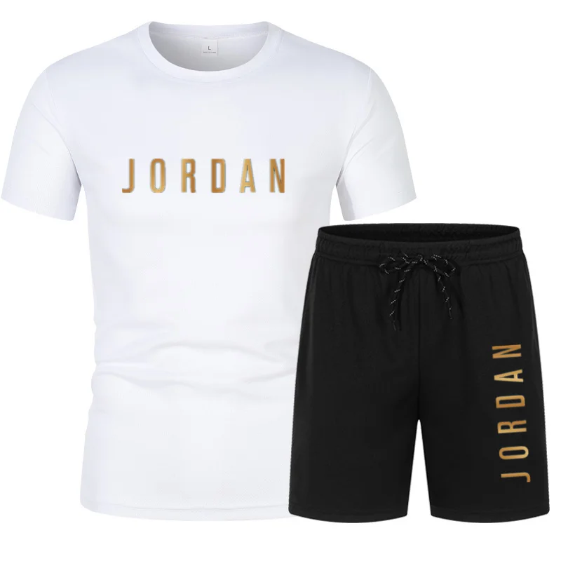 Summer Youth Men\'s Short sleeved T-shirt+Shorts Set Fashion Trendy Casual Sports Two Piece Set