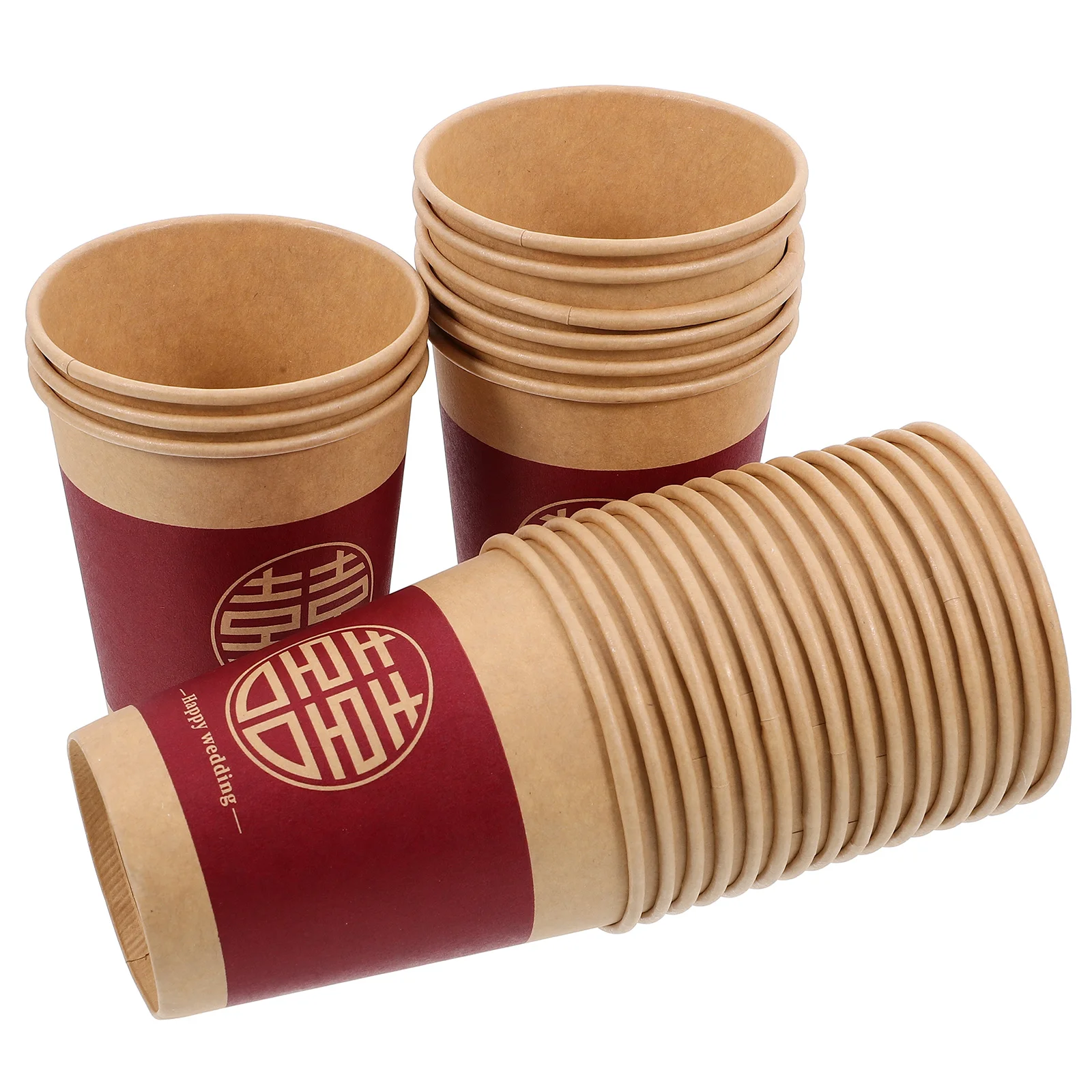 50 Pcs Happy Cup Paper Water Cups Banquet Single Time Beverage Party Wedding Teacups