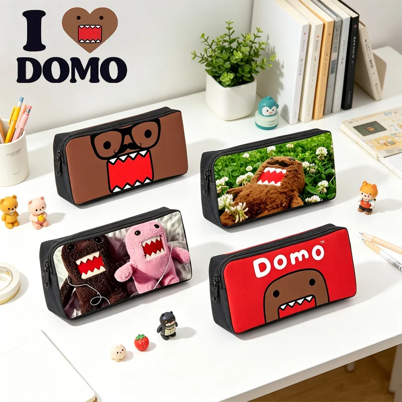 Сумка для карандашей Domo Kun Students большой вместимости с мультяшным аниме-принтом, канцелярские принадлежности, школьные принадлежности, милые сумки, подарки