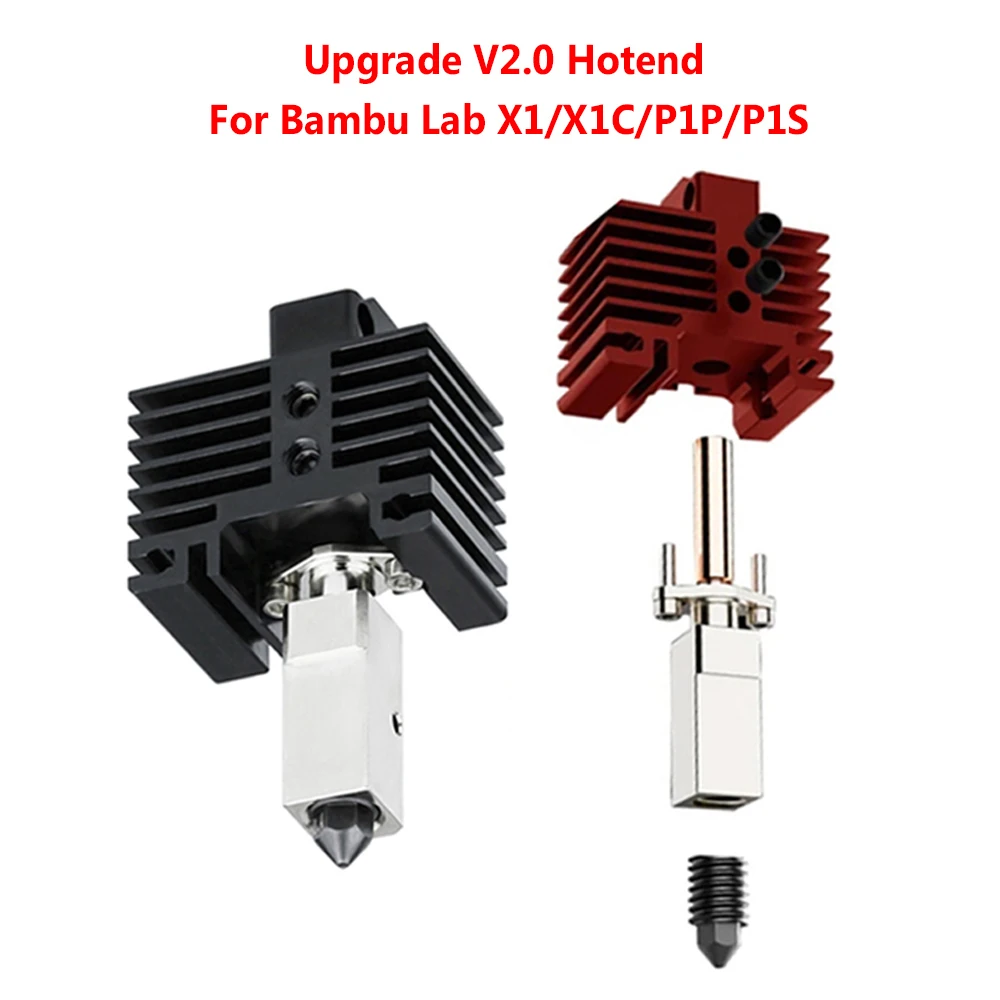 Upgrades Hotend For Bambu Lab P1P P1S X1 X1C Hot End Kit Thermistor Bimetal Throat Hardened Steel Nozzle TZ V2.0 Print Head