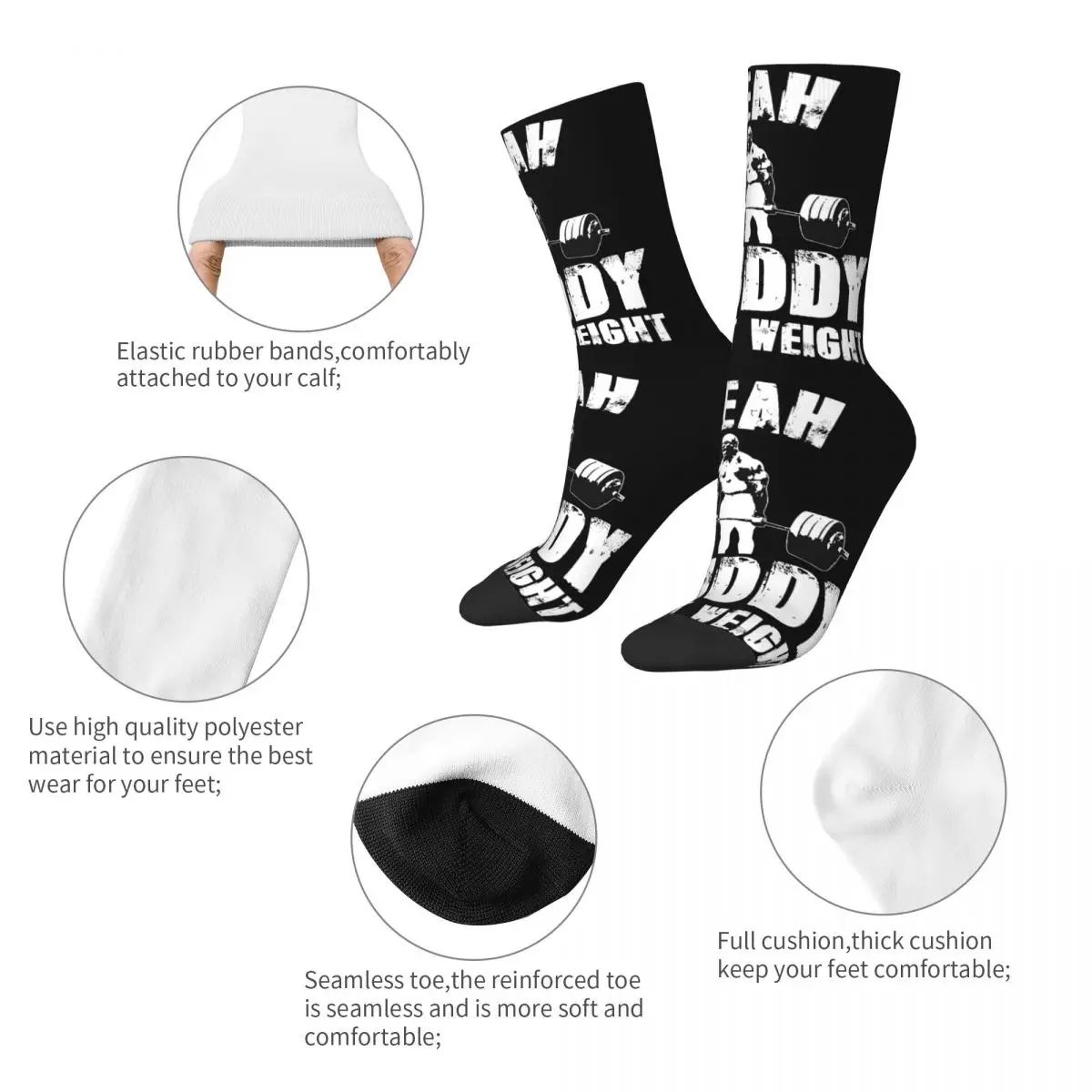 Retro Yeah Buddy Light Weight Gym Bodybuilding Men\'s compression Socks Unisex GYM Harajuku Seamless Printed Novelty Crew Sock