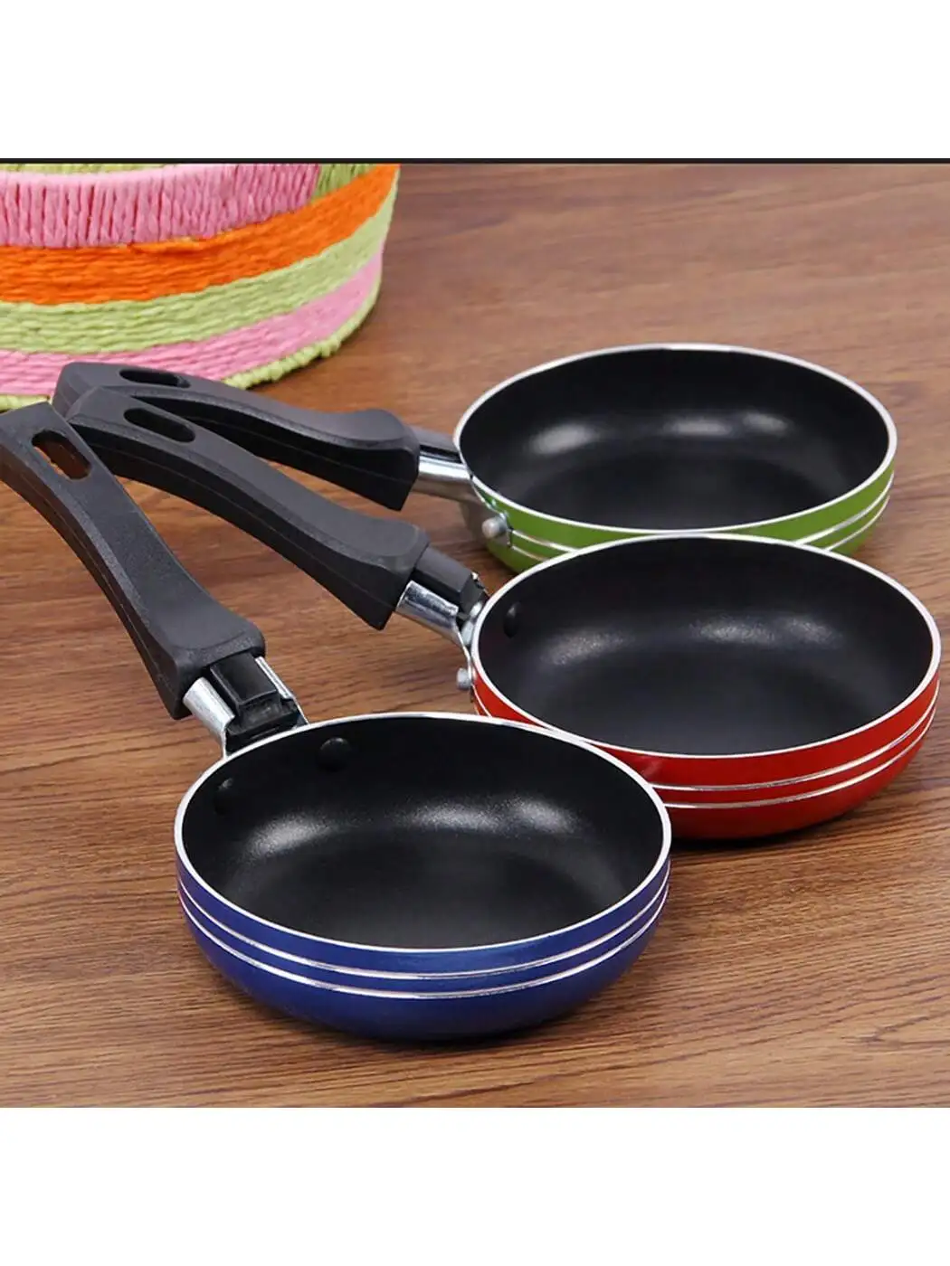 12cm/14cm/16cm Mini Frying Pan Non-Stick Steel Frypan Pot Saucepan Random Color For Cookware Kitchen Cookware（Random color）