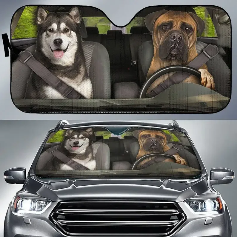 Dogs 1 Auto Sun Shade, Dog Design, Car Sun Shade, Car Decor, Custom Print, Car Accessories, Puppy, Pets, Pet Lovers, Dog Mom, Do